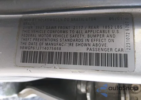 2001 Volkswagen Golf Gls Tdi z USA, uszkodzony, nr VIN 9BWGP61J714075668